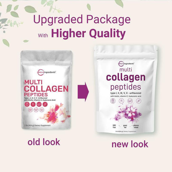 Multi Collagen Peptides Powder - Hydrolyzed Protein Peptides (Type I,II,III,V,X)