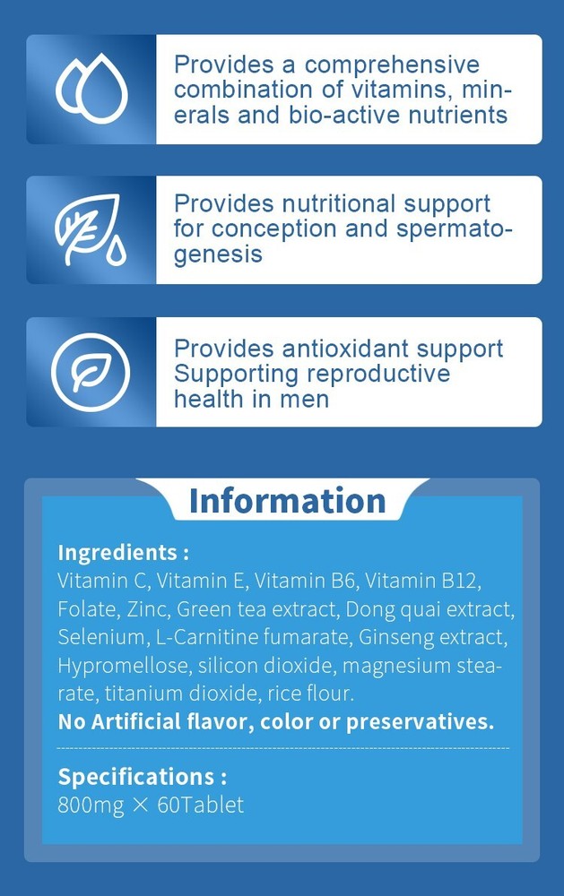 Organic Herbal MACA & Ginseng for Male Health Men’s Fertility Tablets Premium