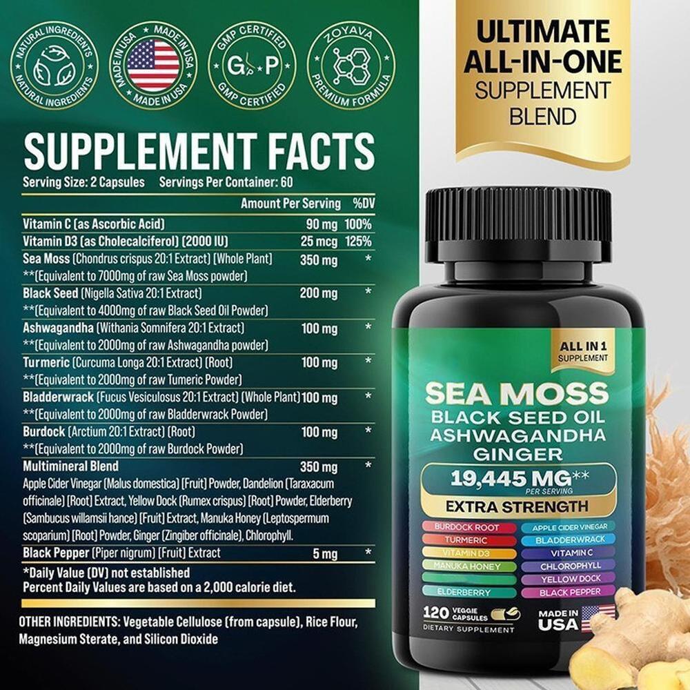 Sea Moss Bundle Black Seed Multivitamin & Shilajit Power Combo Kidney health