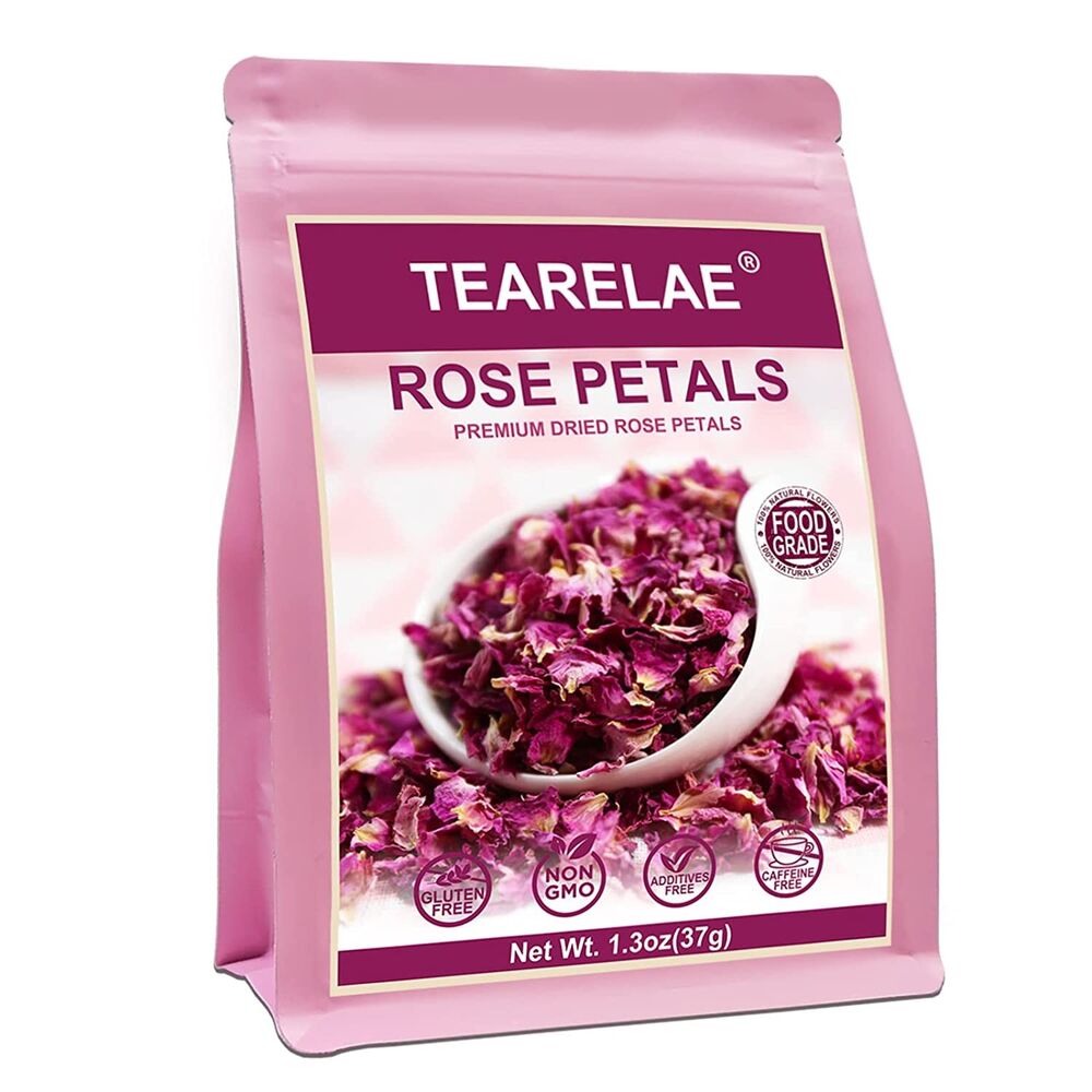 HelloYoung TEARELAE Dried Rose Petals 1.3oz/37g Pure Natural Edible Rose Flowers