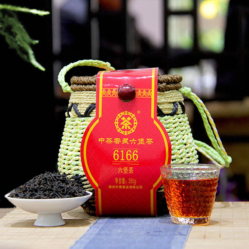 HelloYoung CHINA TEA 6166 Aged Wuzhou Dark Tea Liu Pao Hei Cha Liu Bao Black In Basket 250g Main image
