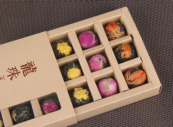 HelloYoung Yunnan Raw Pu'er Scented Tea 120g (18pcs) Dragon Ball Gift Box Jasmine 6 Flavor