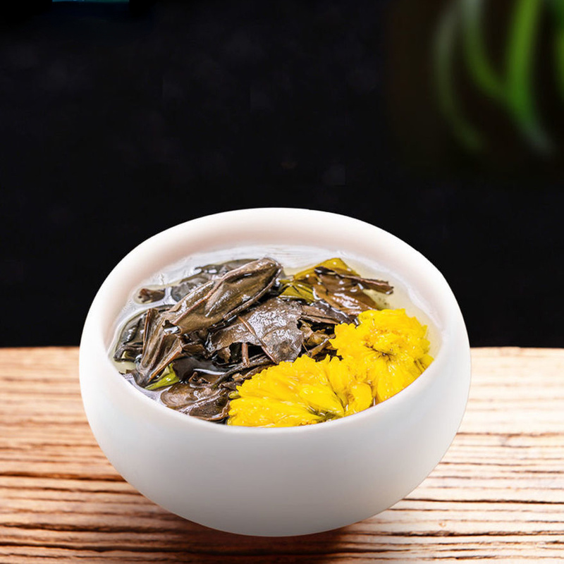 250g Chrysanthemum White Tea Cake Fuding Organic White Tea Herbal Tea Benefits