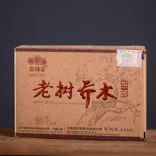 HelloYoung Haiwan Old Tree Tea Puer Tea "Lao Shu Qiao Mu" Pu-erh Ripe Pu Er Brick 250g Main image