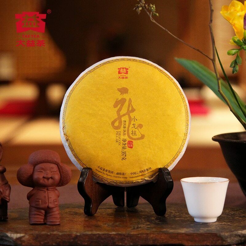 HelloYoung 2018 Menghai TAETEA Small DRAGON PILLAR Dayi Tea Cake Pu-erh 357g Ripe Puer 1801