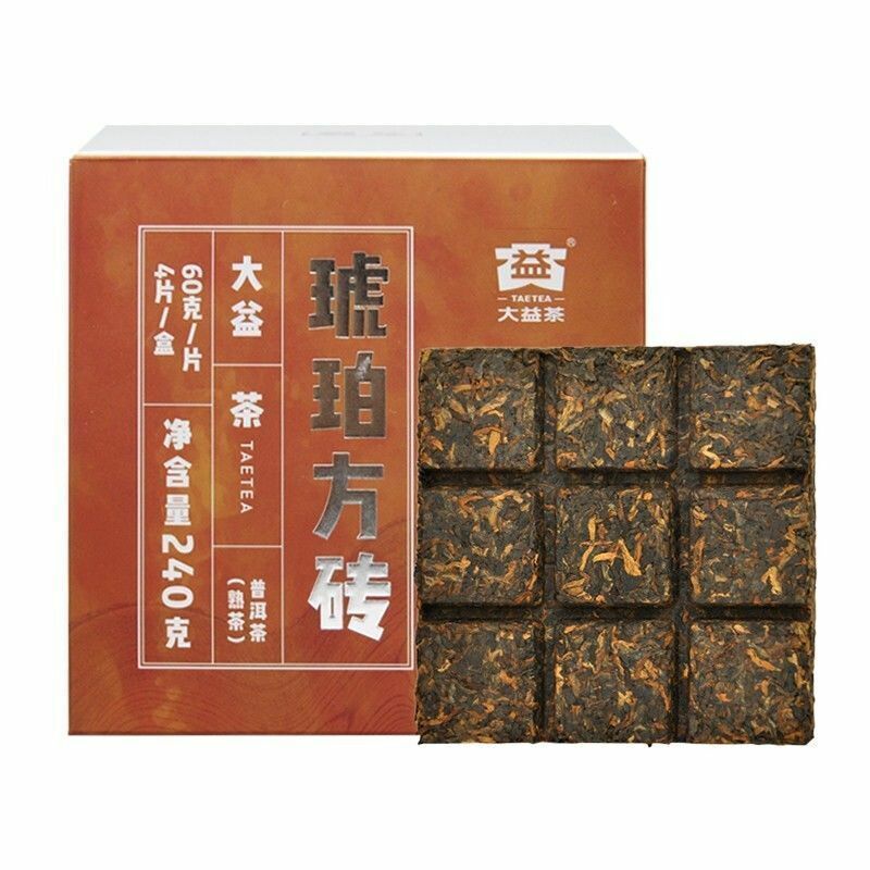 HelloYoung Pu'er Tea Cubes Amber Menghai Dayi Pu-erh Puer Tea Brick Ripe 240g/8.46oz Main image