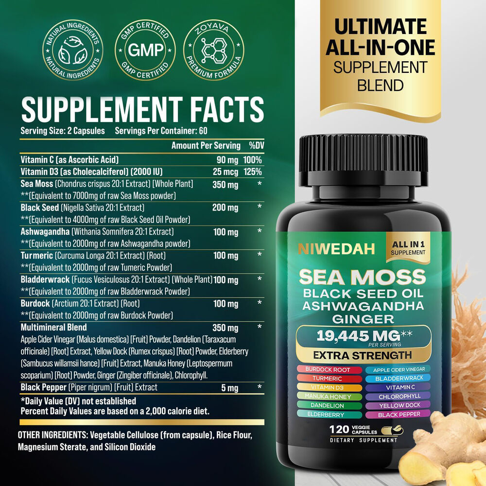 Sea Moss Bundle Black Seed Multivitamin & Shilajit Power Combo USA