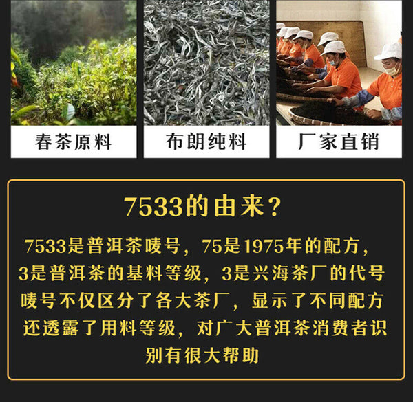 Xinghai 7533 Green Cake Raw Puerh Tea 357g Menghai Qi Zi Bing Puer Pu'er
