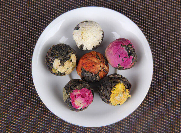 HelloYoung Yunnan Raw Pu'er Scented Tea 120g (18pcs) Dragon Ball Gift Box Jasmine 6 Flavor