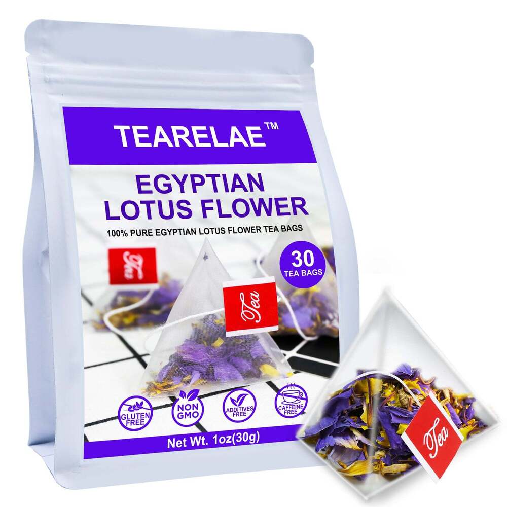 HelloYoung TEARELAE - 30 x 1g pcs Egyptian Lotus Flower Pyramid Tea Bags - Lotus Herbal Tea