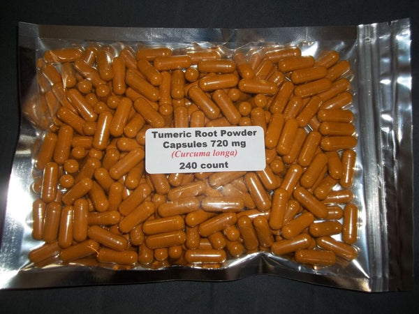 Tumeric (Turmeric) Root Powder Capsules (Curcuma longa) 720 mg 240 count