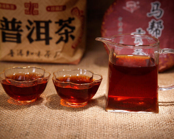 HelloYoung Ji Shun Hao Ma Bang Tribute Tea Puerh Tea Cake Ripe 357g Puer Cooked Black