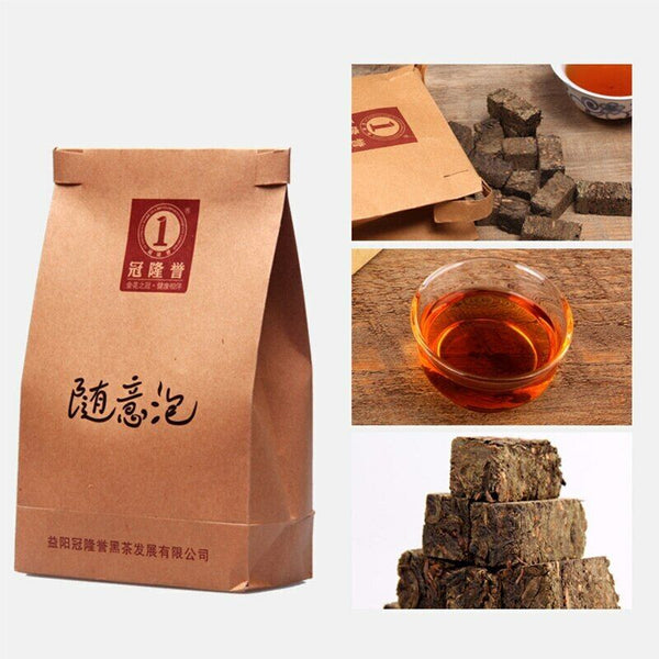 HelloYoung Anhua Instant Hey Cha Mini Fu Zhuan Golden Flower Chinese Teas Tuocha 200g