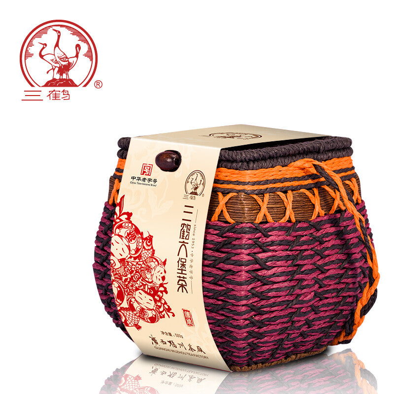 500g  Aged Black Dark Tea Basket  Premium Three Cranes Liupao Hei Cha Liu Bao Secondary image