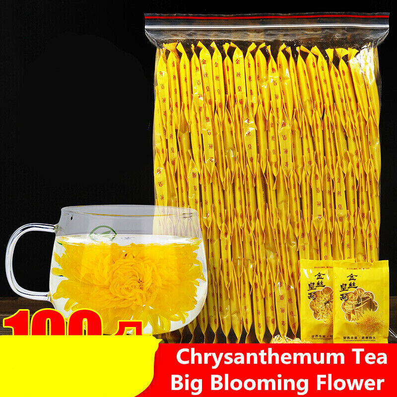 HelloYoung 20pcs-100pcs Yellow Chrysanthemum Tea Big Blooming Flower Dry Herbal Health Tea