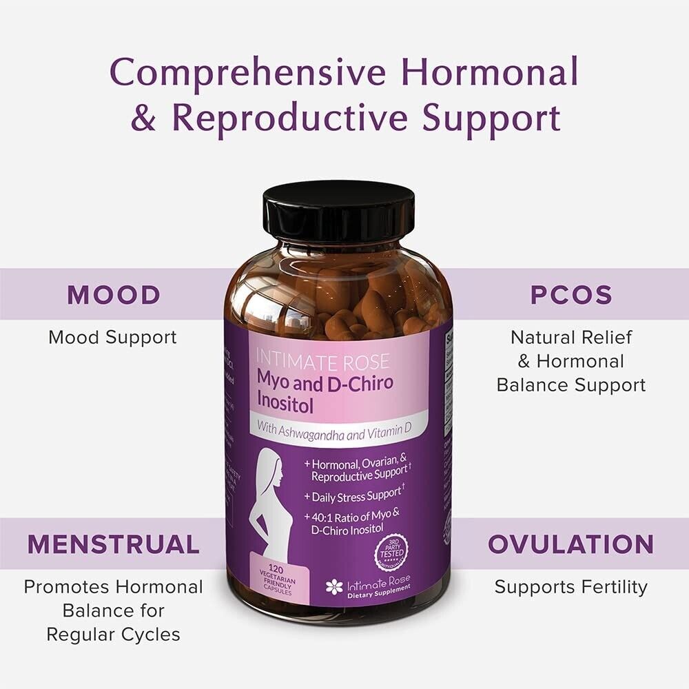 Myo-Inositol Supplement for PCOS with Ashwagandha and Vitamin D - 120 Capsules