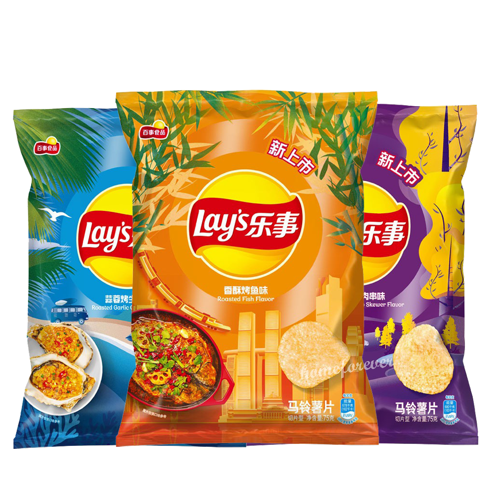 Chinese Flavor Lay's Potato Chips - Roasted Fish/Garlic Oyster/Cumin Lamb Stewer