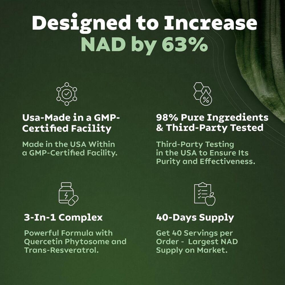 NAD+ Supplement for Anti Aging, Energy, Focus Booster Nicotinamide Riboside