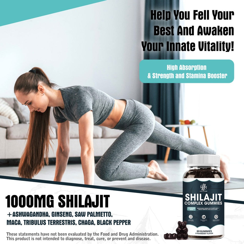 Stress Relief Himalayan Shilajit Gummies,Organic,Extremely Potent,Boost Energy,