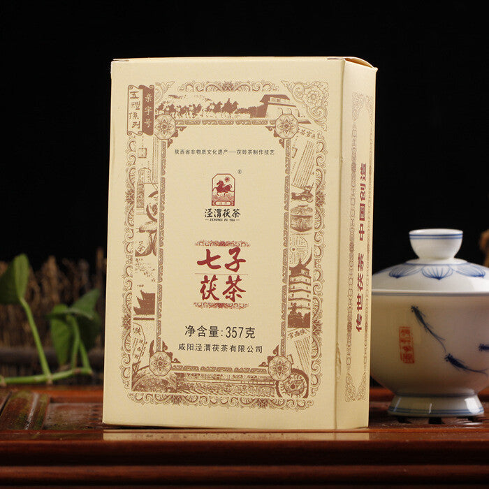 357g Golden Flower Dark Tea  Jingwei Fu Tea Shaanxi Jinhua Qizi Fu Cha Brick Main image