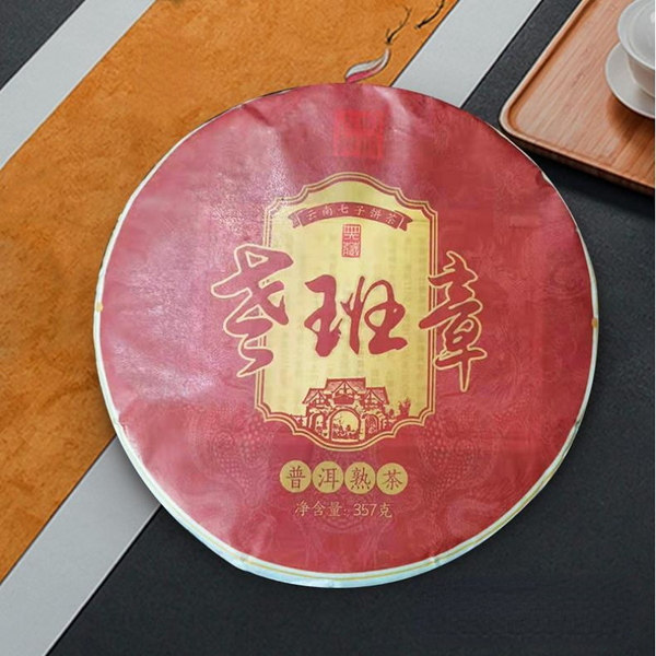 357g/12.59oz Laobanzhang Pu-erh Ripe Tea Cooked Pu-erh Tea Cake Pu'er Black Tea