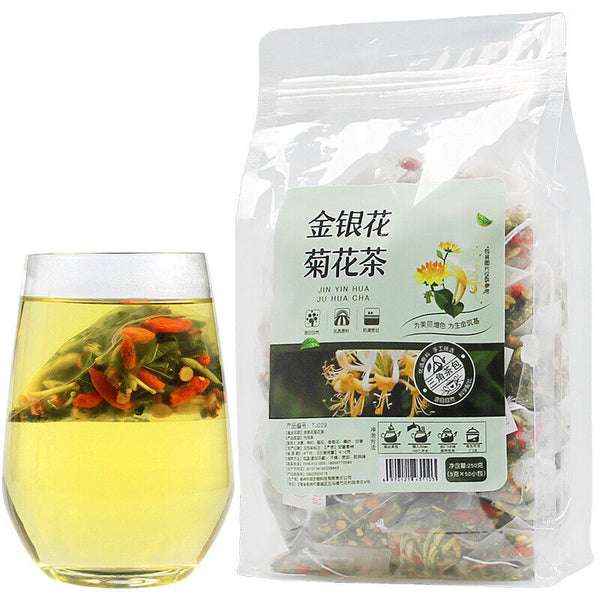 HelloYoung Honeysuckle Chrysanthemum Tea 8.81 Oz (5g*50bags) Chinese Nature Wolfberry 250g