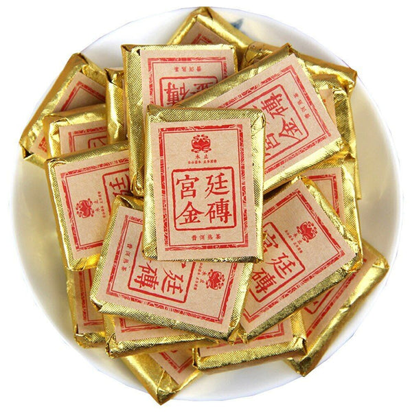 HelloYoung Gold Brick Ripe Pu er Tea Yunnan Date Fragrant Small Square Shu Puerh 100g