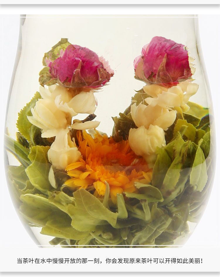 18pcs Blooming Tea Flowers Balls Green Tea Gift Box Handmade Blooming Flower Tea