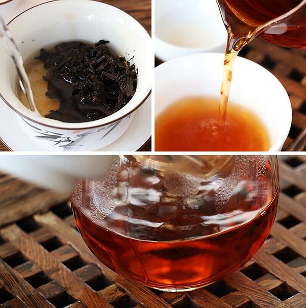 HelloYoung Ripe Puer Tea Cake 7590 Yunnan Qizibing Tea Aged Puer Tea Cake 357g/12.59oz