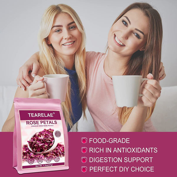 HelloYoung TEARELAE Dried Rose Petals 1.3oz/37g Pure Natural Edible Rose Flowers