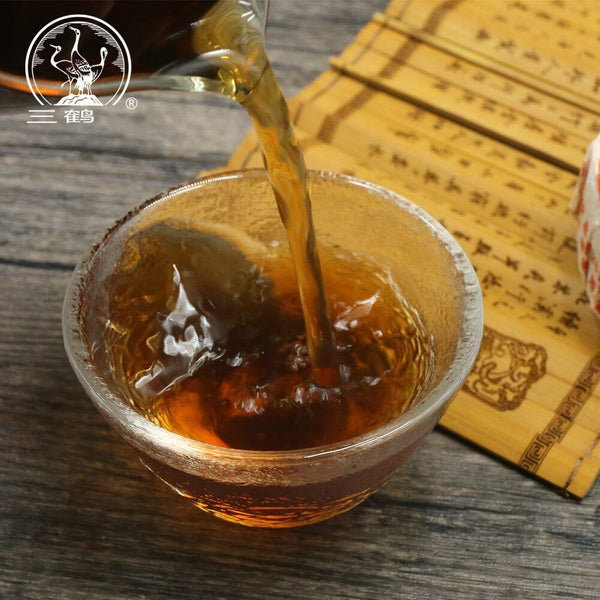 HelloYoung Three Cranes Sanhe "0207" Liu Bao Tea Cake Dark Tea Heicha 100g