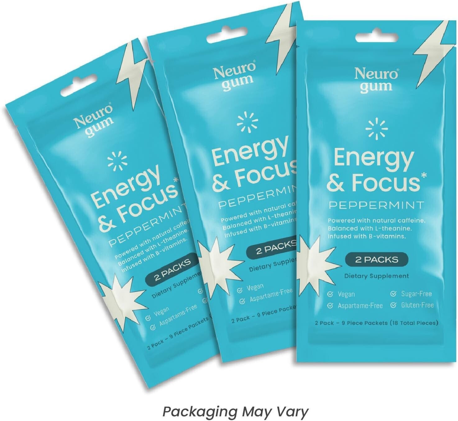 Energy Caffeine GUM(54 Pieces)- Sugar Free with L-theanine + Caffeine