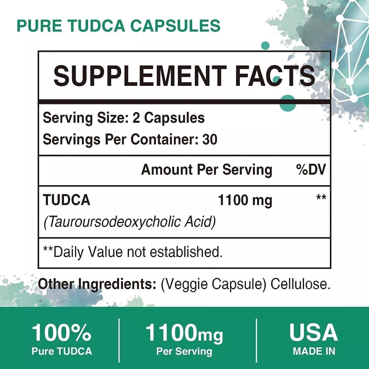 2 Pack TUDCA Liver Supplement 1100mg - Liver Support - 60 Capsules/Bottle