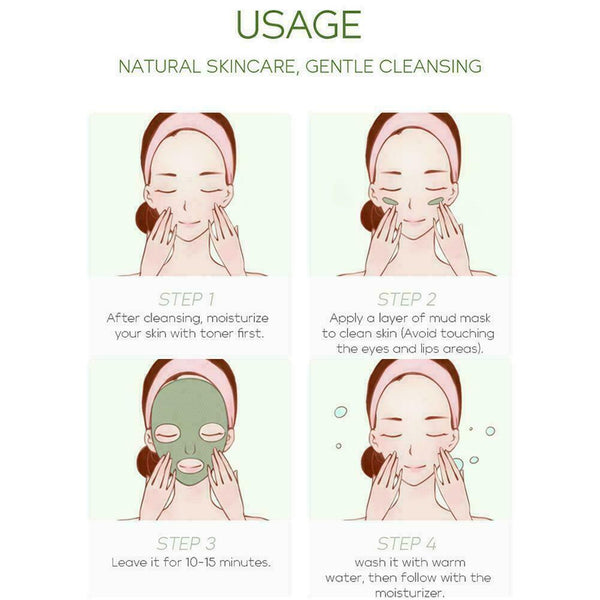 Green Tea Mud Mask Deep Cleansing Oil Control Moisturizing 5G Facial NEW D5K1