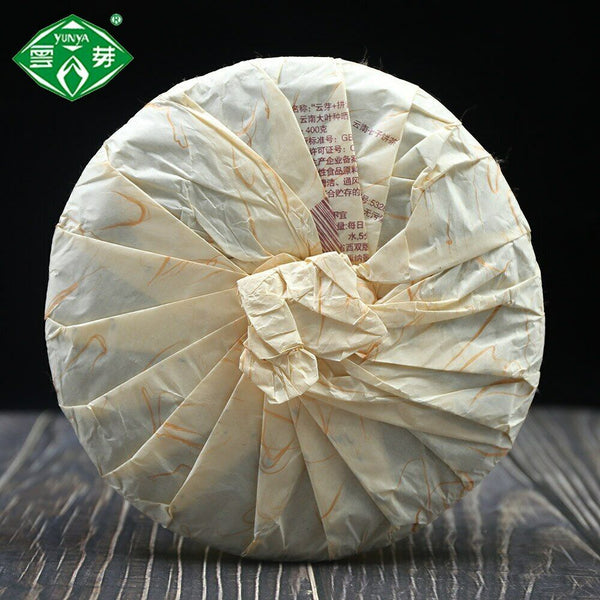 HelloYoung Puwen Ripe Pu-erh Tea "Yunya Jin Yun" Yun Nan Qi Zi Shu Puer Tea Cake 400g