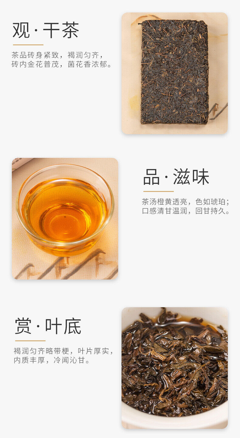 HelloYoung Hunan Anhua Golden Flower Dark Brick Tea Fu Zhuan Dark Tea 380g HEI CHA