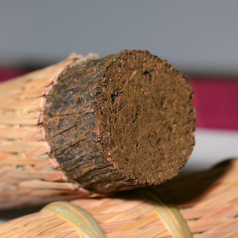 Anhua Shi Liang Tea Ten Tael Hua Juan Dark Tea Hei Cha in Bamboo Basket 362.5g
