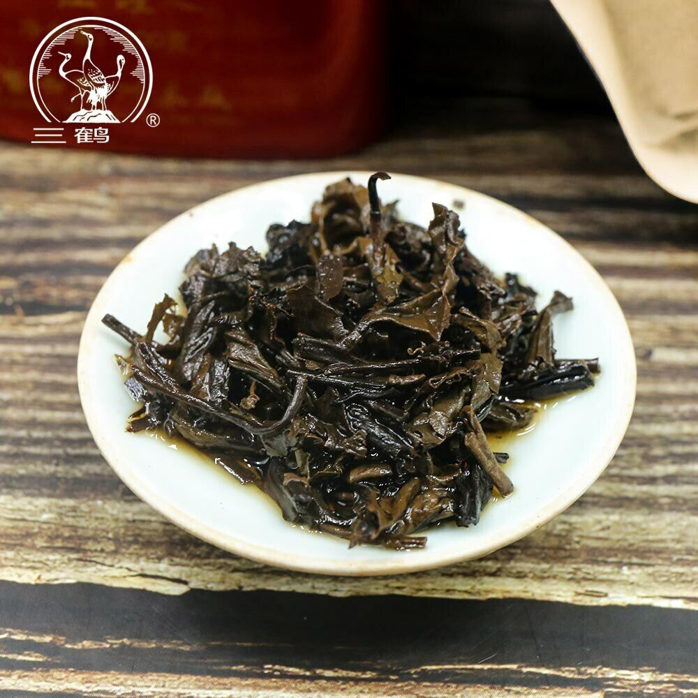 HelloYoung Three Cranes Sanhe Liu Bao Tea Dark Tea Heicha Wuzhou Teas Red Jar 200g