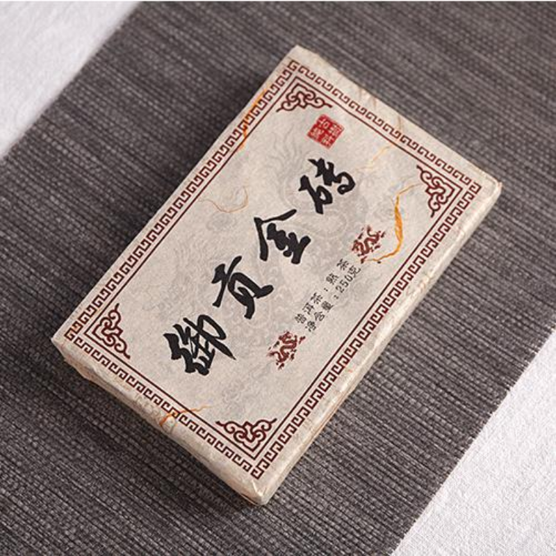 Yunnan Pu'er Brick Tea Yugong Golden Buds Ripe Pu-erh Tea Puerh Cooked Tea 250g Secondary image