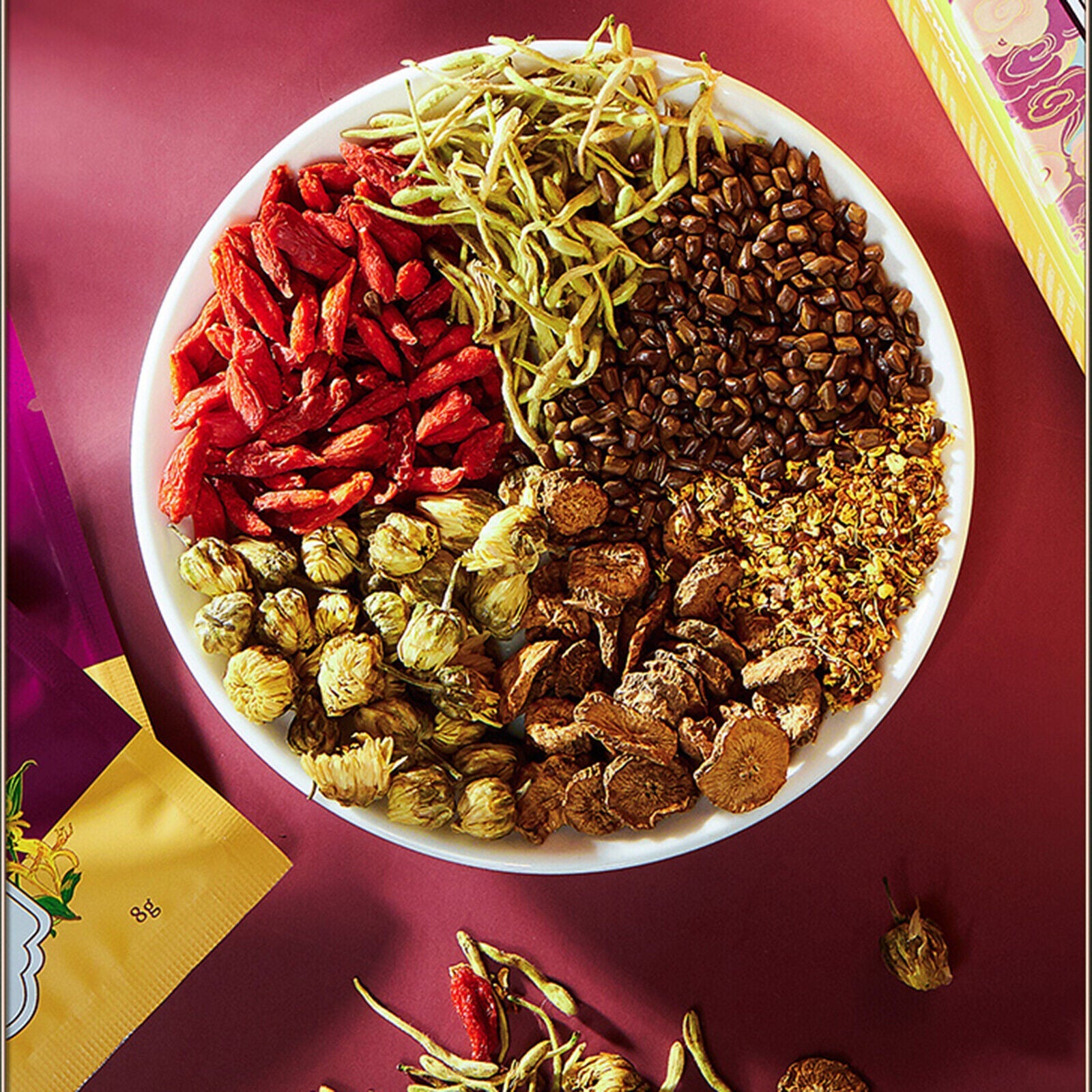 HelloYoung 120g Wolfberry Cassia Flower Tea Organic Chrysanthemum Honeysuckle Burdock Root