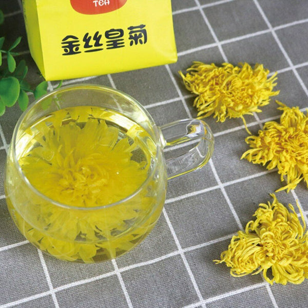 HelloYoung 50pcs Chinese Blooming Tea Golden Chrysanthemum Dried Flower Tea for Weight Lose