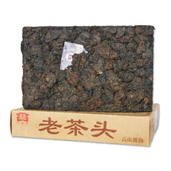 HelloYoung Lao Cha Tou Menghai Dayi Lao Cha Tou TeaPu-erh Ripe Puer Brick Ancient Tree 250g