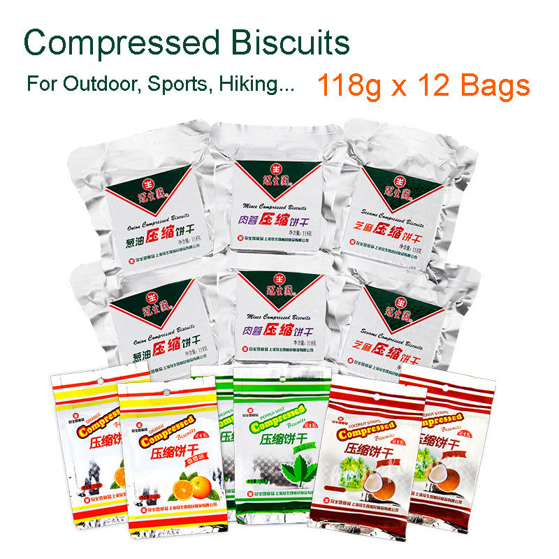 118g x 12 Bags Compressed Biscuit Outdoor Sports Hiking Food 冠生园压缩饼干户外饼干混合口味12袋装 Main image