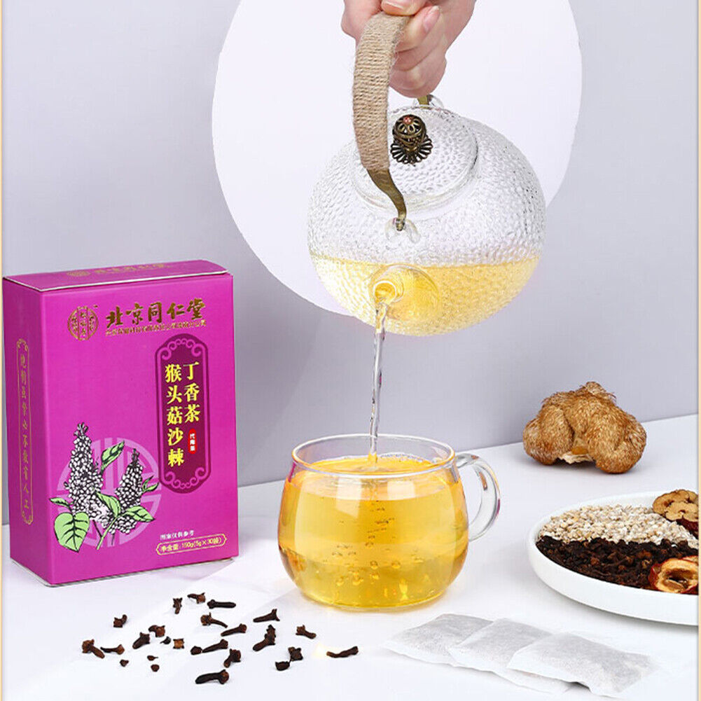 HelloYoung tongrentangNourishing Stomach Natural Healthy Herb同仁堂猴头菇沙棘丁香茶5g*30小袋 Tea 养胃茶调理肠胃 Main image