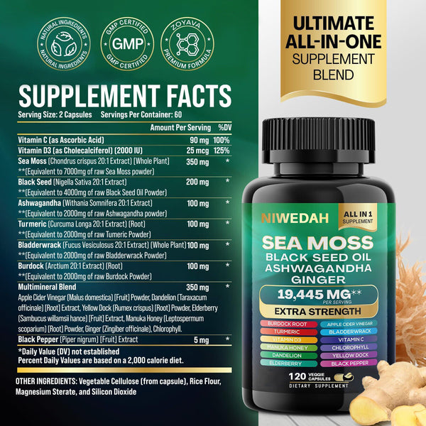 Sea Moss Bundle Black Seed Multivitamin & Shilajit Power Combo USA