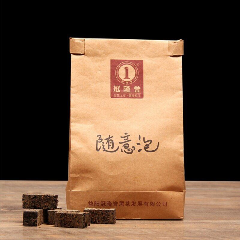 HelloYoung Anhua Instant Hey Cha Mini Fu Zhuan Golden Flower Chinese Teas Tuocha 200g