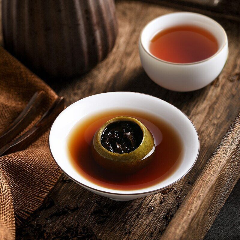 HelloYoung Shu Puer Dried Orangel Peel Ganpu Ripe Puerh Fruity Aroma Gift Packing 65g