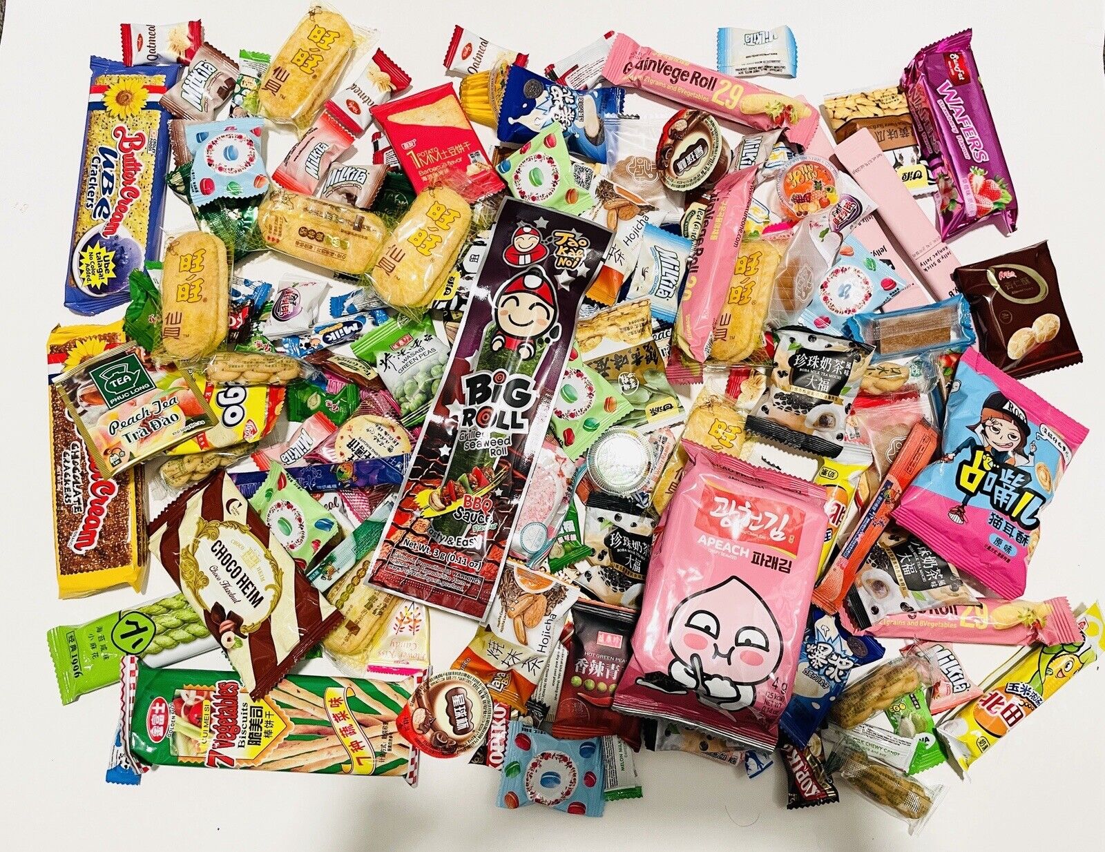 100 Stück Los Asian Snack Box J Vielfalt behandeln Probe Tester