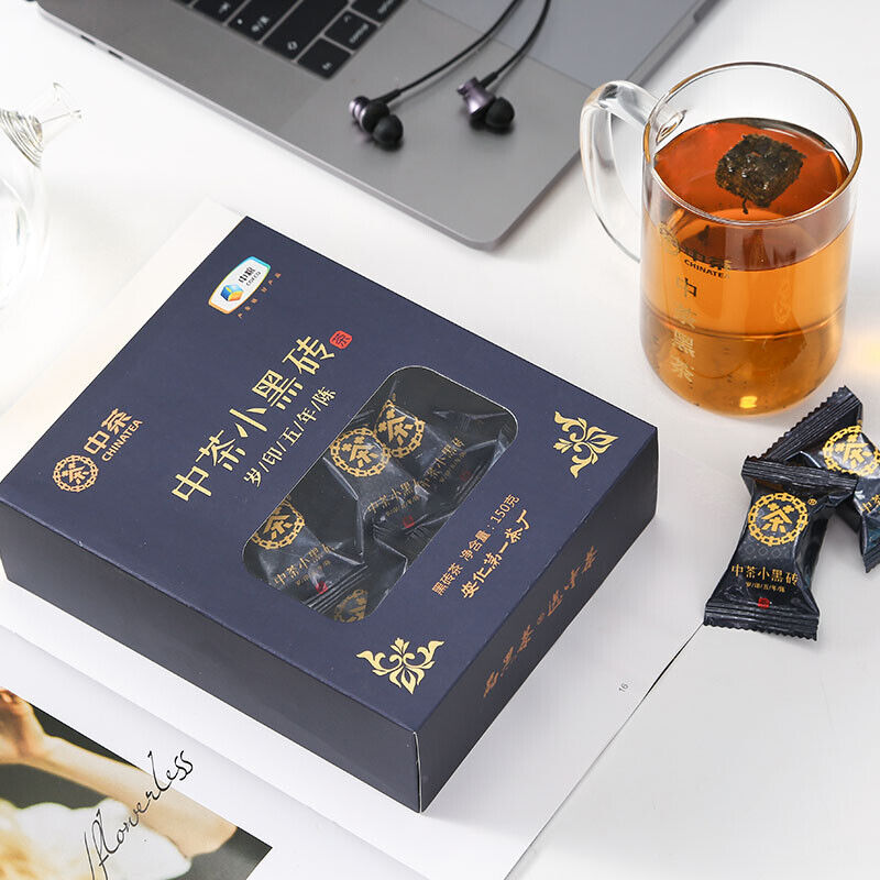 CHINATEA Brand Small Black Brick 5 Year Aged Hunan Anhua Dark Tea Brick 150g Box Main image