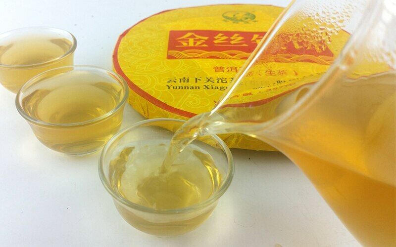 HelloYoung Xiaguan Raw Pu-erh Jinsi Pao Bing Puer Tea 357g Organic Sheng Puerh Tea